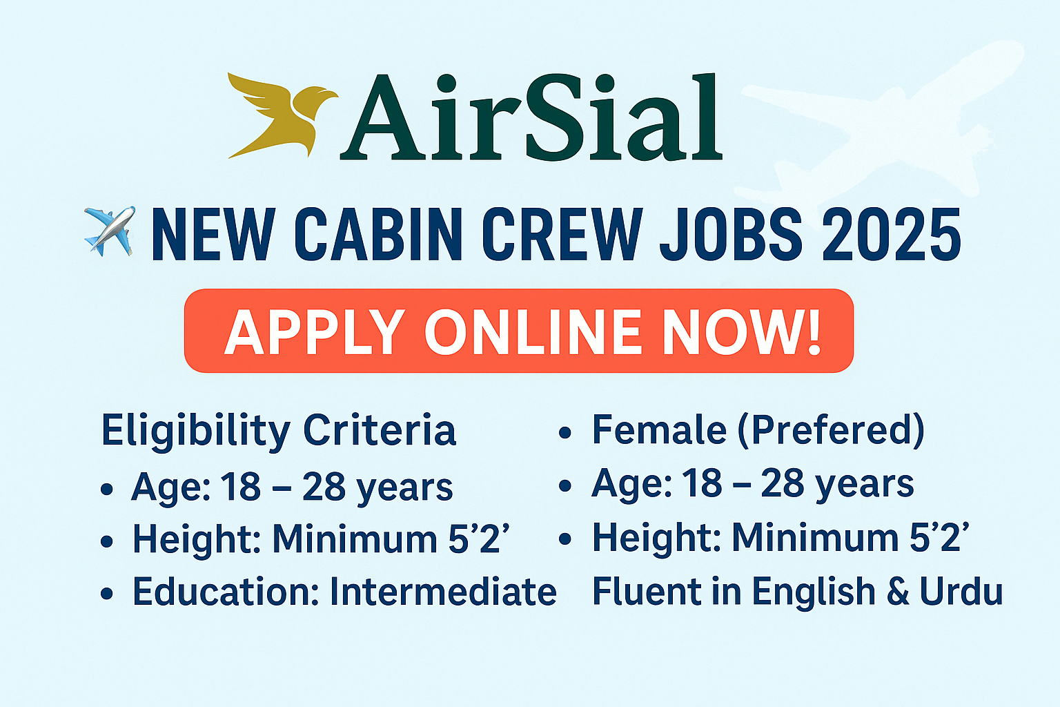 AirSial New Cabin Crew Jobs 2025 – Apply Online
